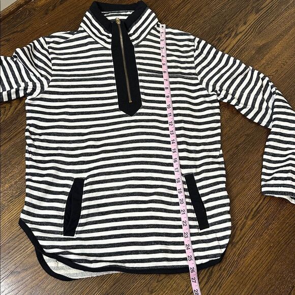 Duffield Lane Black & White Stripe Quarter Zip - Size Small - Picture 6 of 8